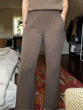 Nation LTD Ribbed Wide-Leg Knit Pants - Brown